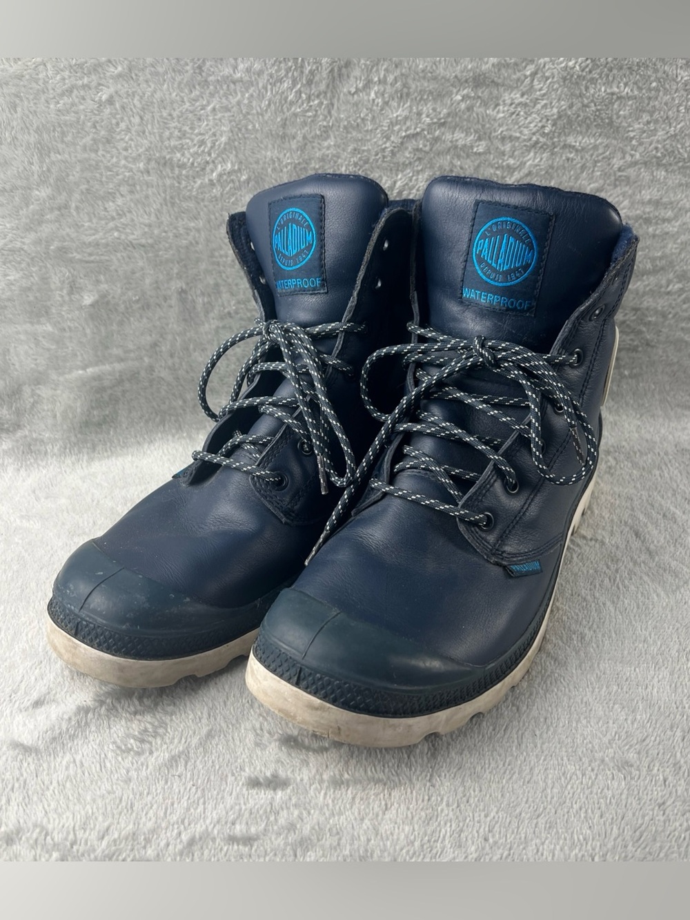 Palladium Pampa Cuff WP Boots Mens Size 11 Indigo Blue Off White Waterproof